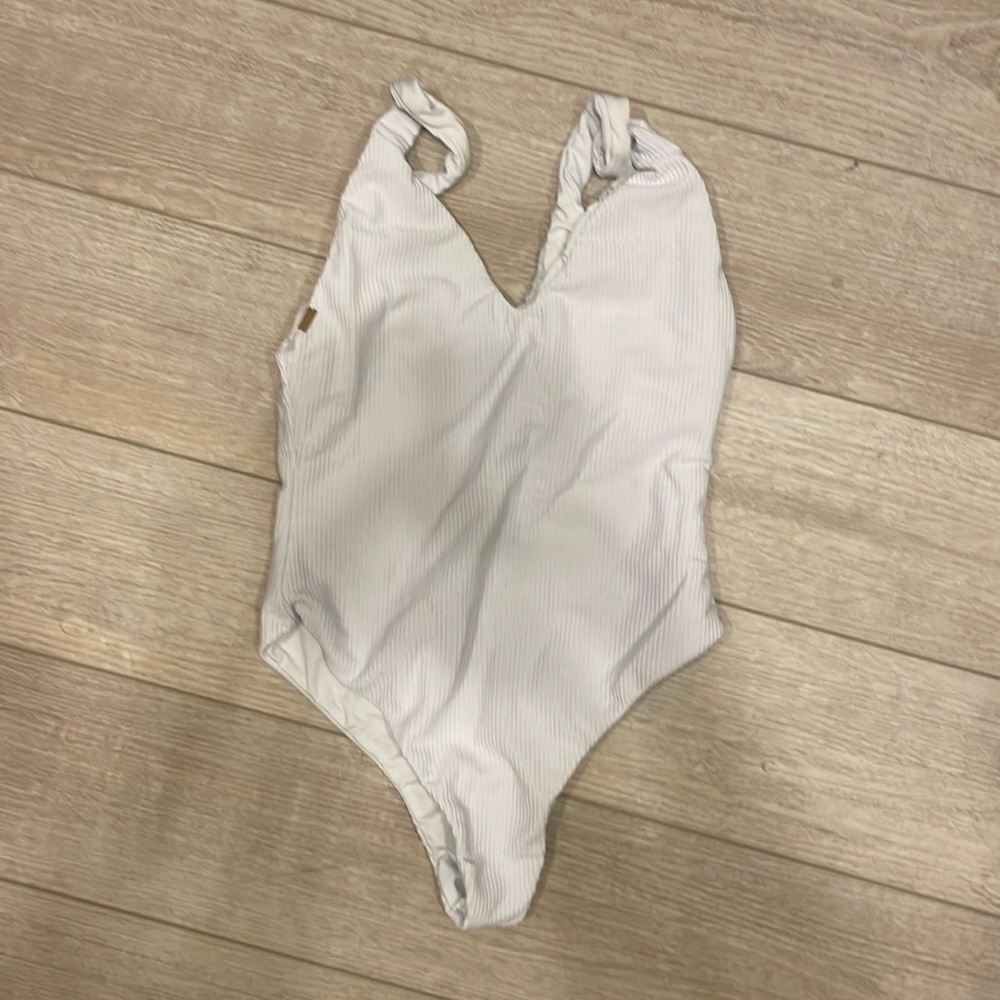 Gooseberry Ribbed White Sleeveless Swimsuit one piece XS
